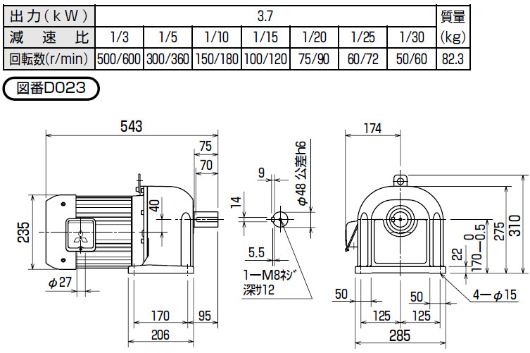 Mitsubishi Geared motor GM-D 3.7KW
