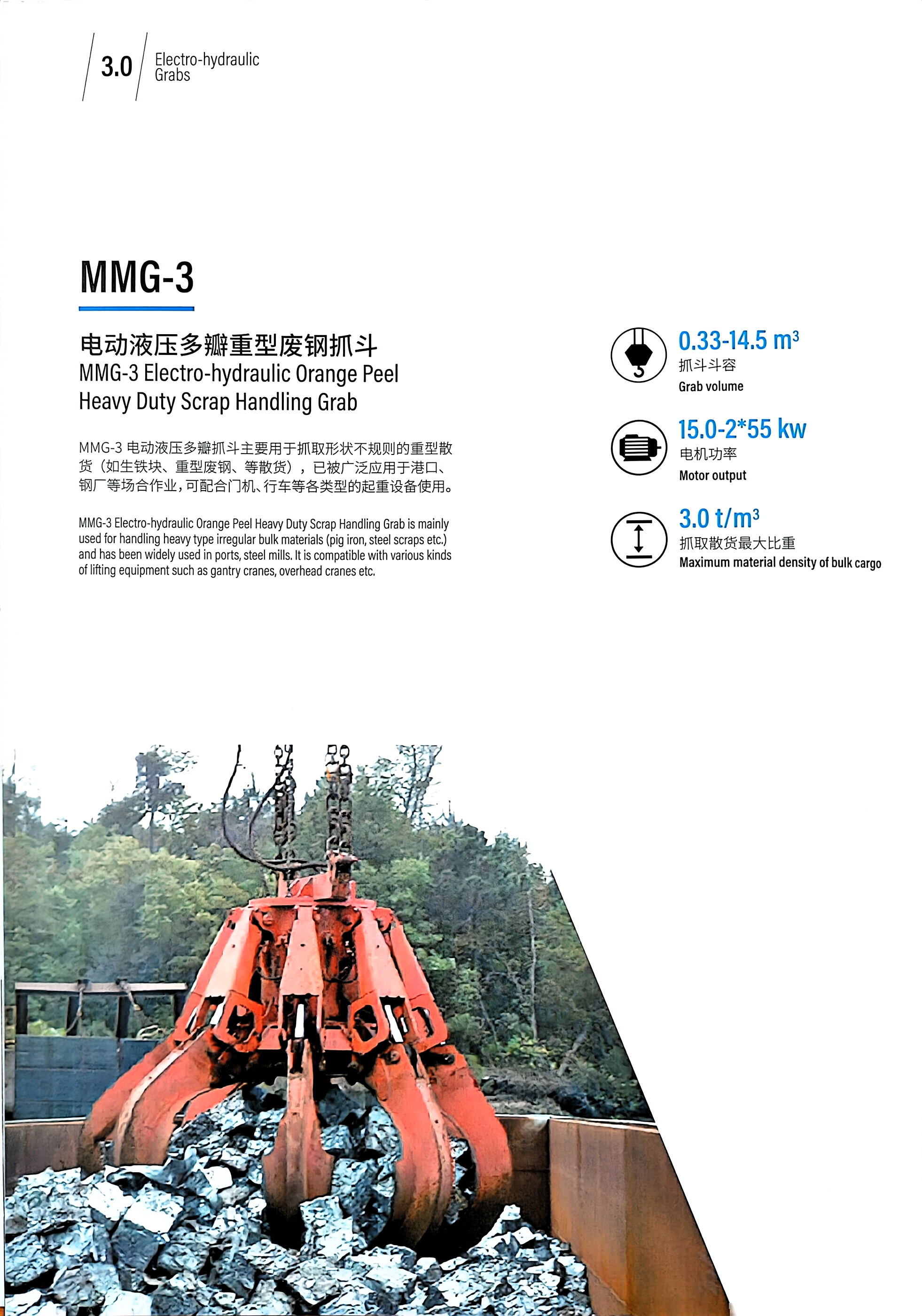 MMG-3 Electro-hydraulic Heavy Duty Scrap Handling Grab